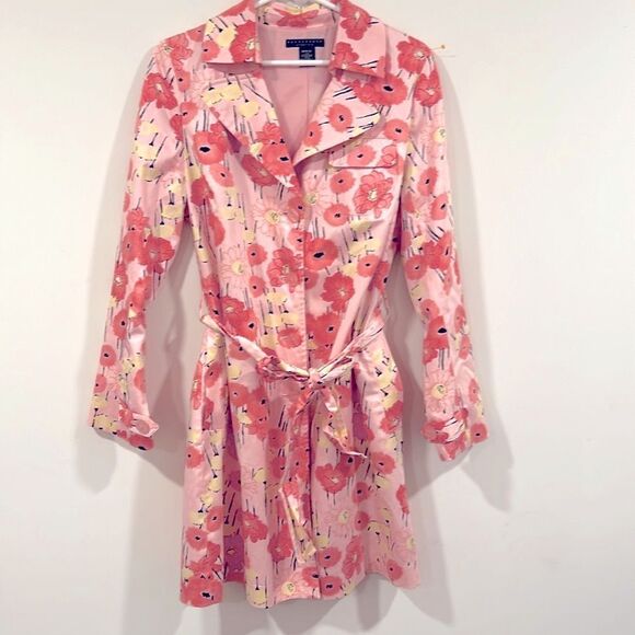 Apostrophe Pink Floral Poppy Belted
Trench Coat Size Medium (10-12) - Picture 1 of 5